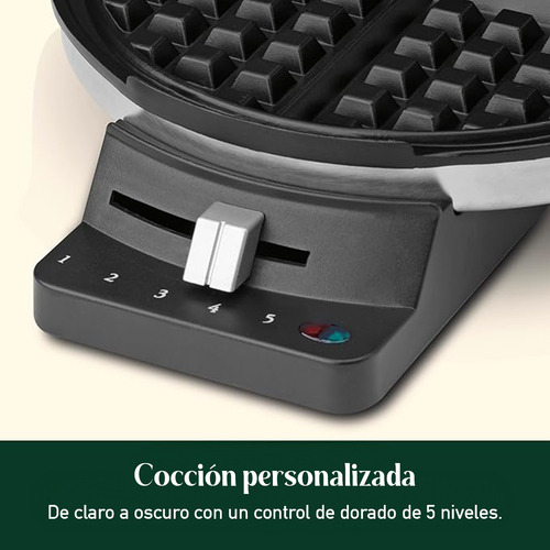 Wafflera Redonda Eléctrica Cuisinart Antiadherente Compacta Plateado