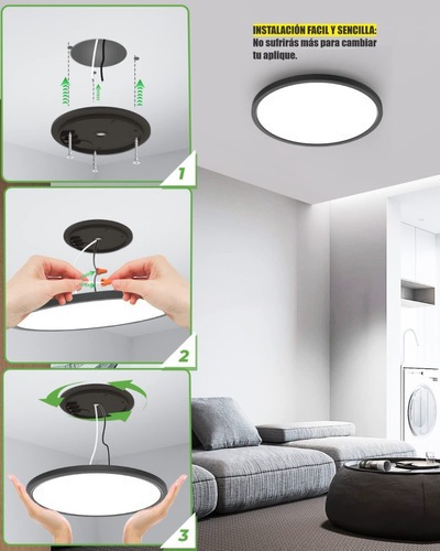 Lampara Aplique De Pared O Techo Tipo Plafón 48w Color Negro