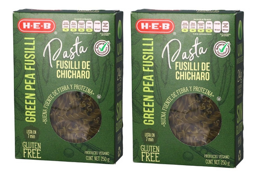 Pasta Fusilli De Chícharo Sin Gluten Vegano 2 Pack