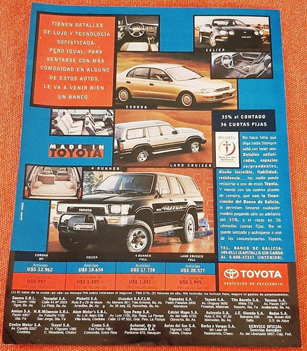 Publicidad Toyota Célica / Corona / Land Cruiser / 4 Runner