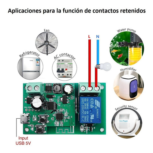 Imagen 6 de 7 de Smart Rele Wifi+rf Ewelink 1 Canal Na/nc 5vdc / 7-32v Ac/dc