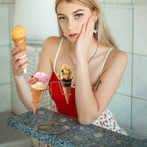 Soporte Para Helados Waffles De Doble Cabezal