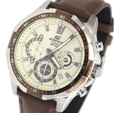 Reloj Hombre Casio Edifice Cod: Efr-554l-7a Cuero Cronógrafo