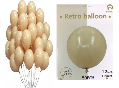 50 Globos Latex Arena # 12 Retro Balloon Inflan A 30 Cm