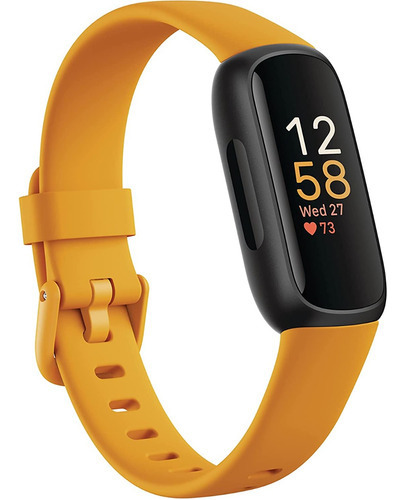 Monitor de actividad física Smartband Fitbit Inspire 3, Morning Glow, color amarillo, correa, color amarillo, diseño de pulsera lila