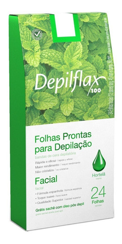 144 Folhas Prontas Facial Depilflax Morango Hortela Natural