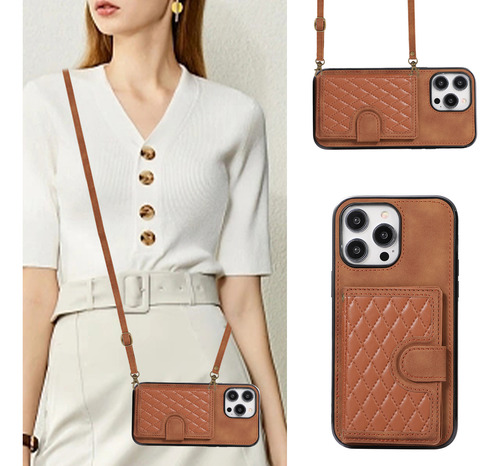 Funda De Piel Tipo Cartera Con Cordón Para iPhone, Correa Pa