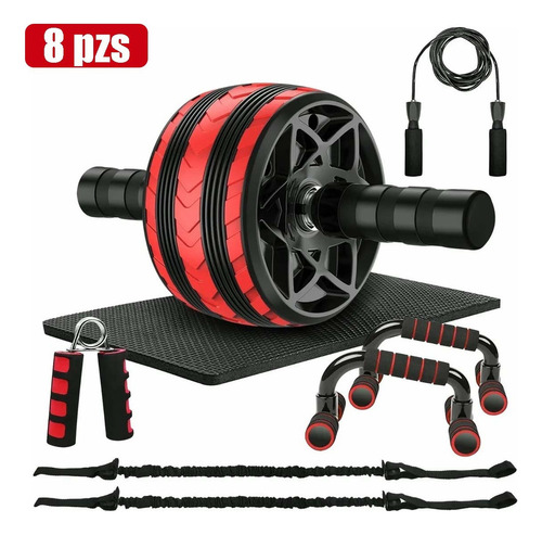 Kit Ejercitador Rueda Abdominales Barras Push-up Cuerda