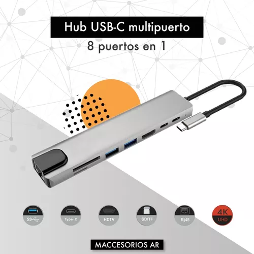 Concentrador multipuerto 3 en 1 HDMI - USB - Tipo-C hembra