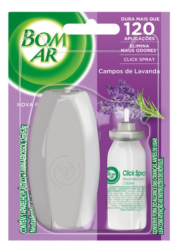 Bom Ar Click Spray Campos De Lavanda 12ml Aparelho+refil