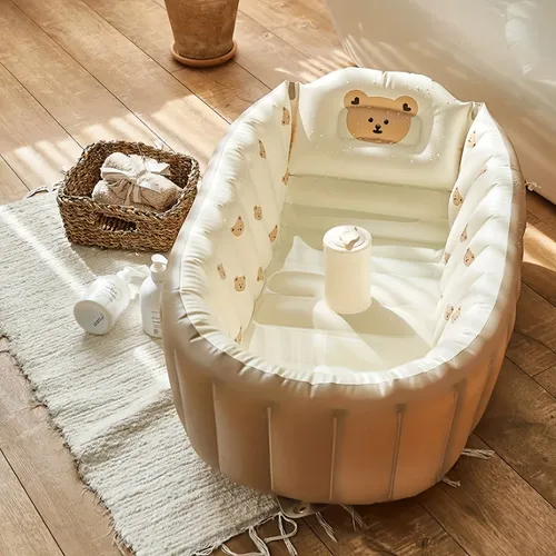 Banheira Inflável Portátil Bebê Em Pvc Marrom Animais