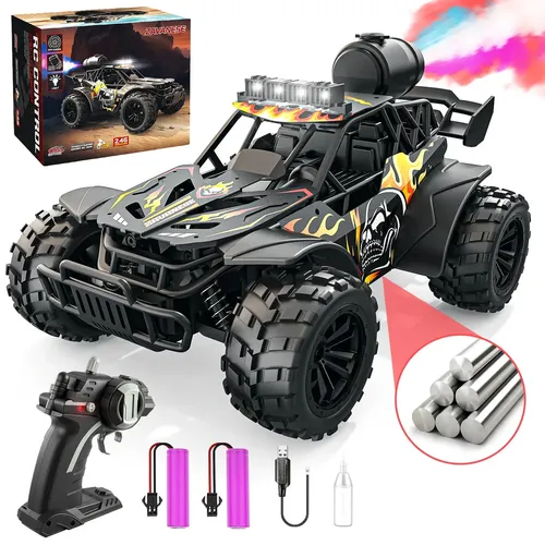 Carrinho de Controle Remoto ZAVANES Off-Road 4x4 Com Spray e Luzes, Escala 1:16