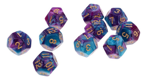 D12 Dados Para 10 Pedazos Morado + Azul