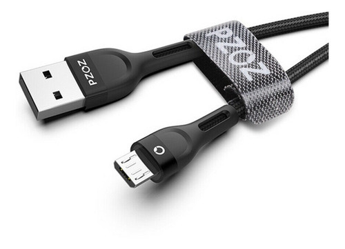 Cable Datos Y Carga Rápida 3a 1.0 Metro Pzoz Micro Usb 2020 Color Negro