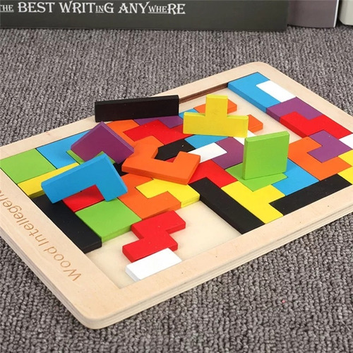 Imagen 5 de 8 de Tetris Portátil Madera Juguete Didáctico Puzzle Educativo