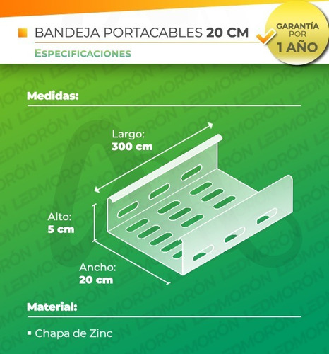 Imagen 3 de 10 de Bandeja Portacables Perforada 20cm 200 Mm Galvanizada X3 Mts