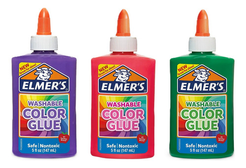 3x Elmers Pegamento Color Glue Pack Pegamento Slime Elmers