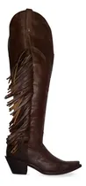 Comprar Botas Vaqueras Dama Horsag Altas Con Flecos Barbas Piel 100%