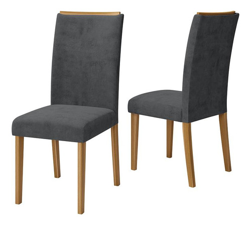 Conjunto Com 2 Cadeiras De Jantar Multimóveis Cr50037 Cinza