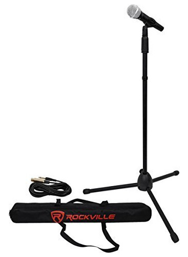 Rockville Wired Pro Mic Kit 1 Micrófono De Metal+soporte De Color negro