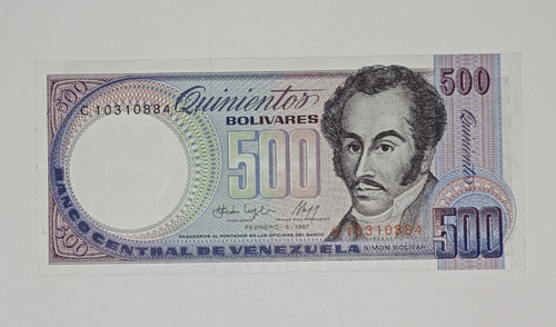 Billete De Venezuela 500bs Feb 3 1987 -c8 - Sin Circular