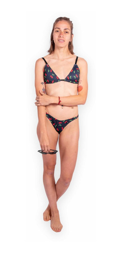 Corpiño Bikini Triangulo Con Relleno Cherry Regulable Env