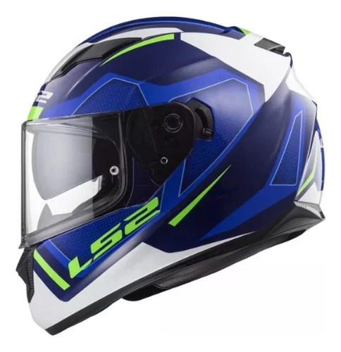 Capacete Fechado Ls2 Ff320 Stream Edge Azul Branco