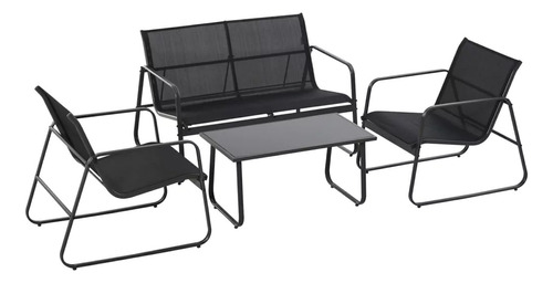 Set De Exterior Bono Gris Oscuro 3 Sillones + 1 Mesa Ratona