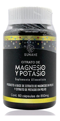 Citrato De Magnesio Y Potasio 60 Capsulas 850 Mg Sunahe.