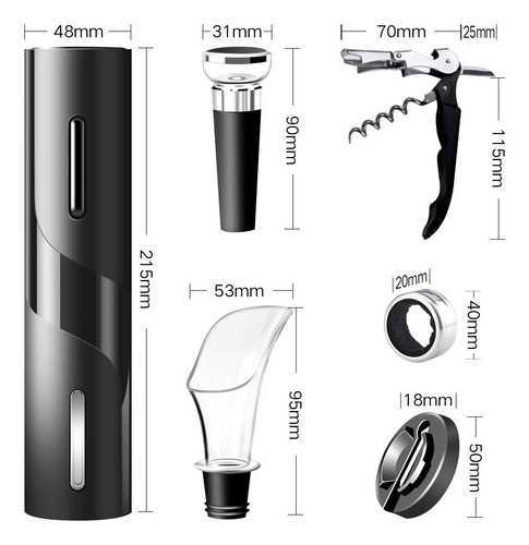 Sacacorchos Eléctrico 6 En 1 Automático Con Accesorios Acero