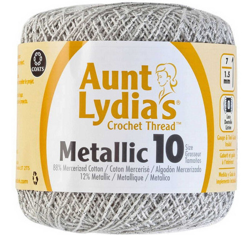 Aunt Lydia's Hilo Metalico Ganchillo Tamaño Blanco 3 88%