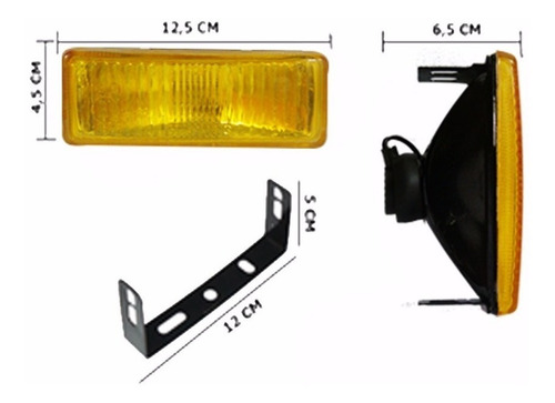 Faro Iodo Aux Rectangular Antiniebla Halogena Cristal Ambar