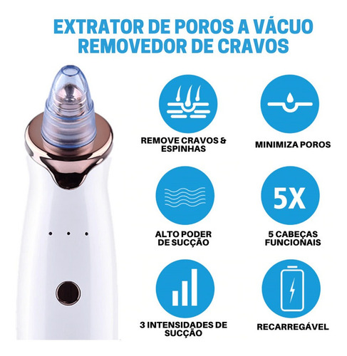 Removedor De Cravos Acne Elétrico Sucção Usb Peeling