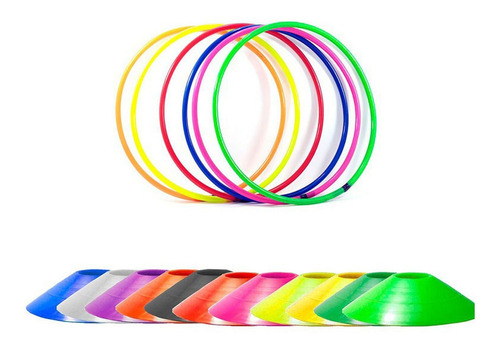 Kit Didactico Deportivo 8 Platos + 8 Aros Ula Ula 56cm