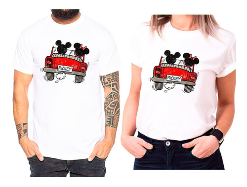 Poleras Dúo Para Enamorados Mickey Y Minnie En Auto Parejas1