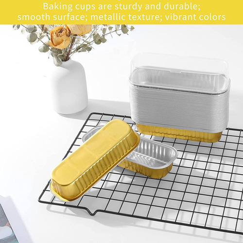 Mini Moldes For Pan Desechables Con Tapa, 50 Piezas