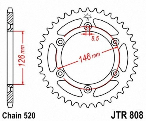 Sprockets 46t Rueda Dentada Aluminio Trasera Acero Negro