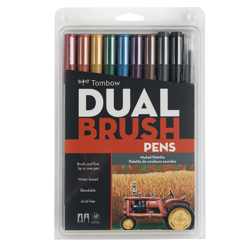 Tombow Dual Brush - Set 10 Marcadores Colores Mudos