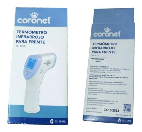 Imagen 2 de 2 de Coronet Termómetro Infrarrojo Bk 8005 1 Unidad