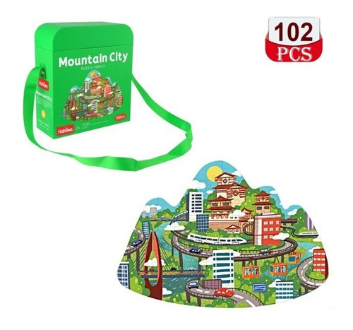Imagen 2 de 3 de Rompecabezas 102pcs Puzzle Forma Ciudad Montañas Bolso Viaje