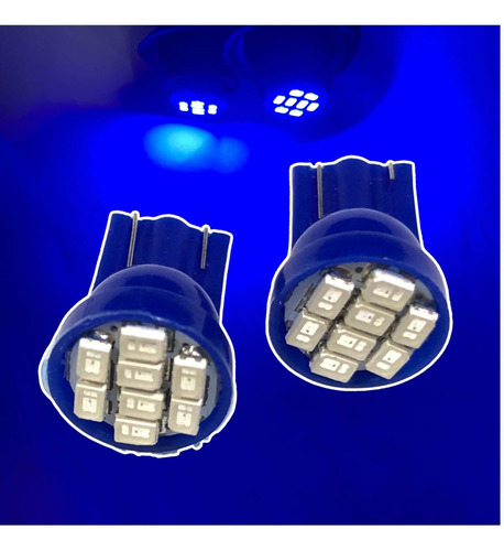 Set 2x Focos 12v T10 8 Smd Led Azul W3w W5w 168 193 579 2450