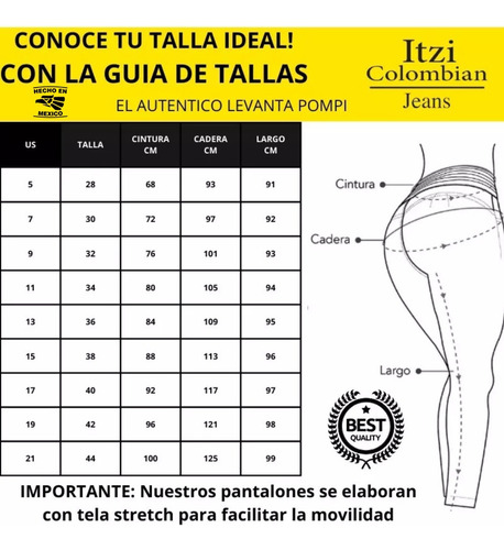 Pantalon Mezclilla De Dama Corte Colombiano Itzi Jeans E489