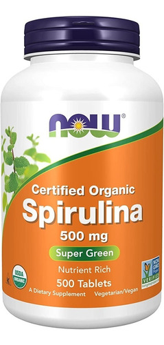 Espirulina Orgánica Premium 500caps 500mg - Antioxidante 