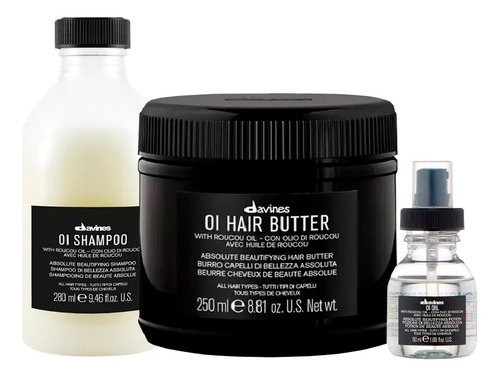 Kit Davines Oi - Shampoo 280 Ml + Másc 250ml+ Óleo 50ml