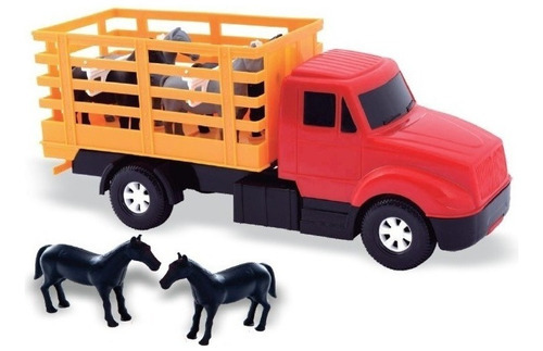 Brinquedo Caminhão Com Cavalos Diverplas Cor Vermelho Personagem Cavalo