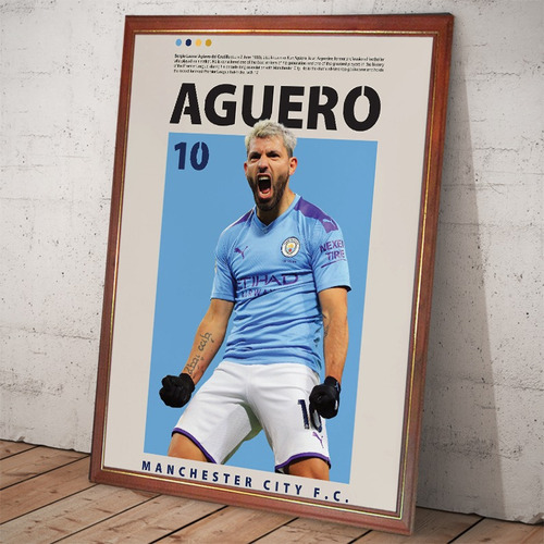 Cuadro Decorativo Poster Sergio Agüero Manchester City