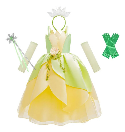 Disfraz De Princesa Tiana  Vestido De Cosplay B Para Niñas