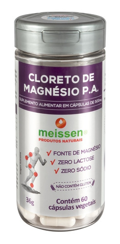 Cloreto De Magnésio P.a.  60 Cápsulas 500mg - Meissen