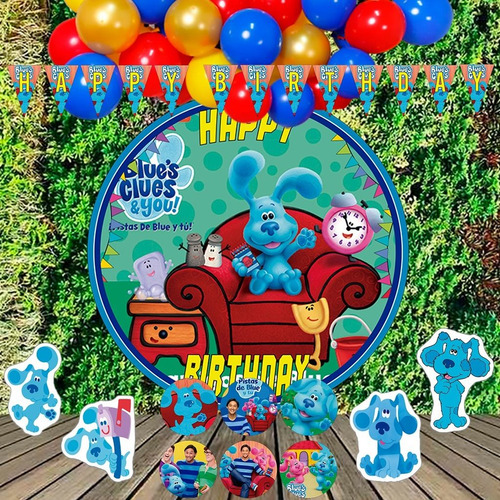 Kit Decoracion Set Globos Cumpleaños Tematica Pístas De Blue