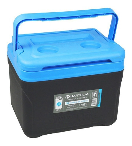 Hielera Hartplas Orizaba Capacidad 13qt, 12 Lit Rectangular Color Negro-Azul